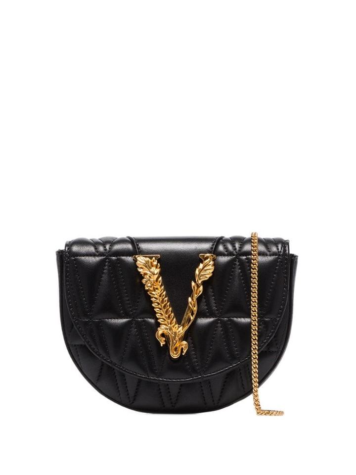 Versace Black V Quilted Leather Belt Bag