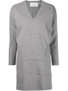 Cédric Charlier Layered Sweater Dress, Women's, Size: 42, Grey, Cotton/polyamide