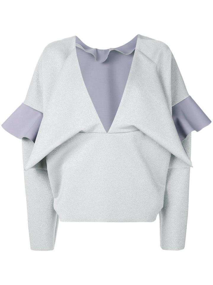 Parlor Flared Design Blouse - Metallic