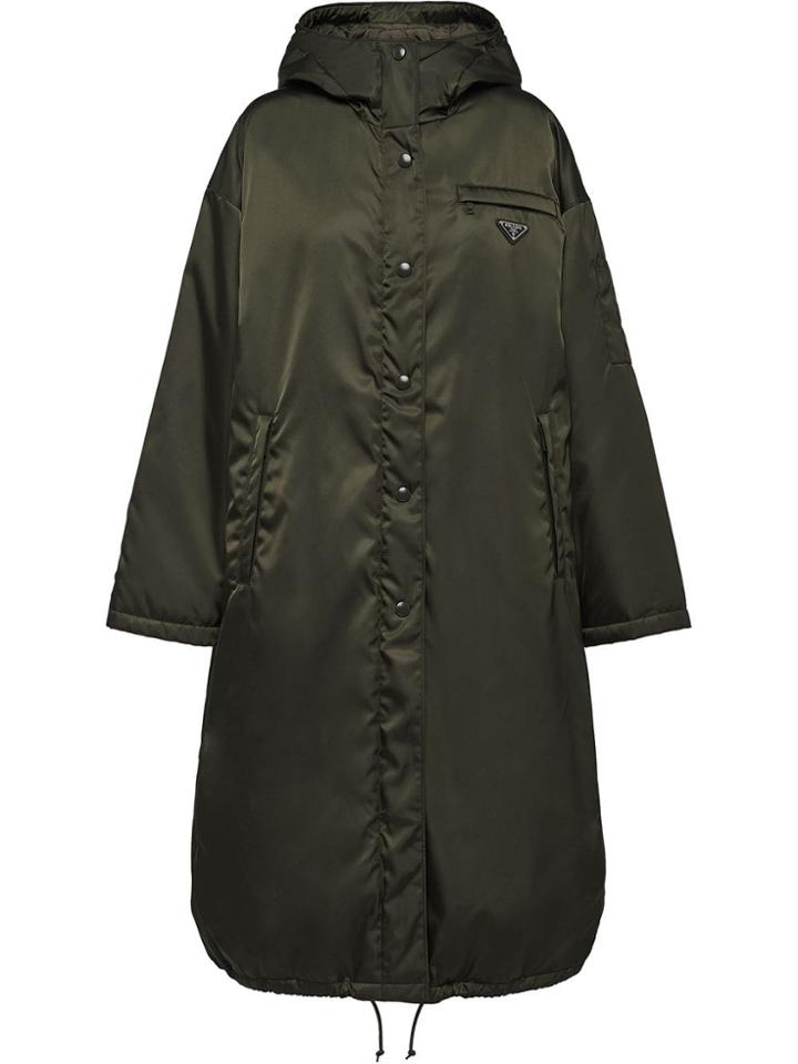 Prada Gabardine Puffer Coat - Green