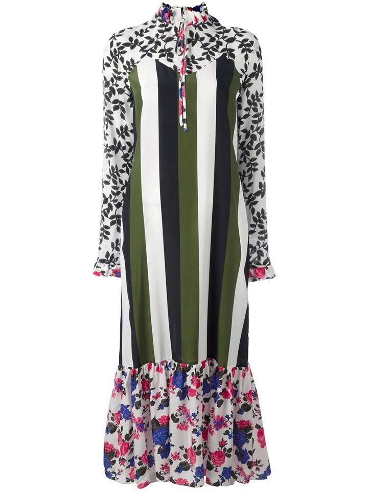 Msgm Mixed Pattern Maxi Dress, Women's, Size: 40, Silk/polyester