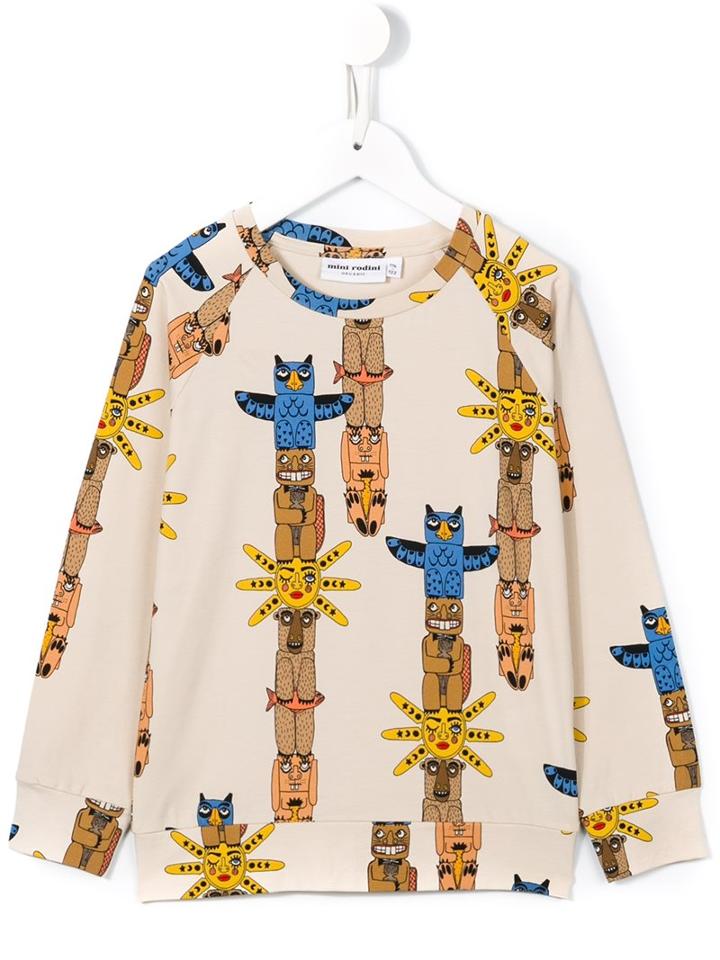 Mini Rodini 'totem' T-shirt, Boy's, Size: 7 Yrs, Nude/neutrals