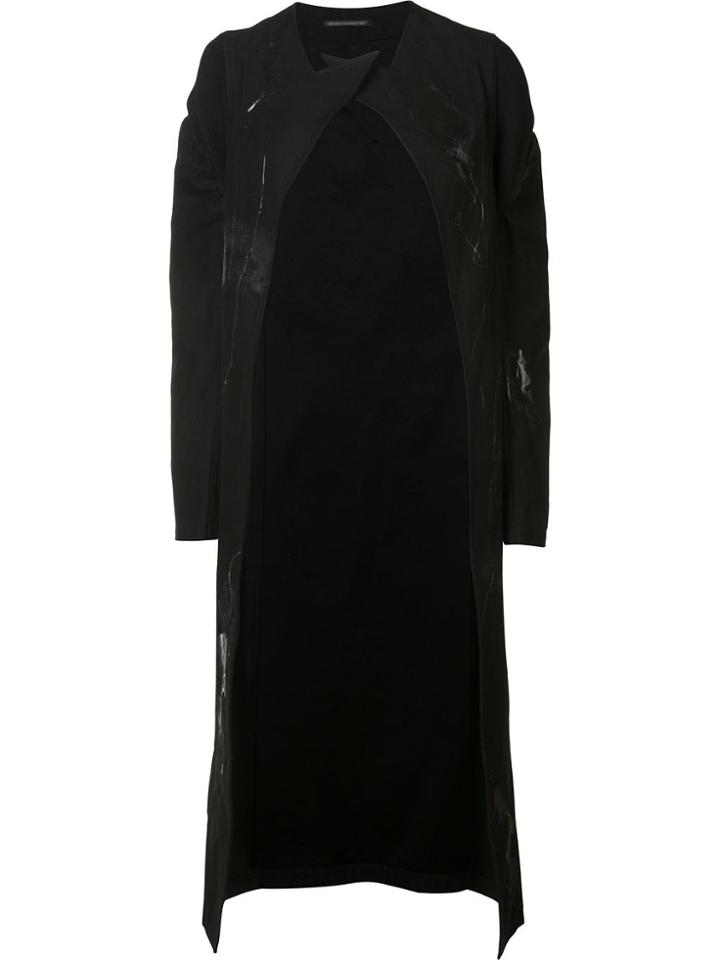 Yohji Yamamoto Peaked Lapel Mid Coat - Black