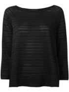 Armani Collezioni Sheer Striped Jumper, Women's, Size: 40, Black, Spandex/elastane/viscose