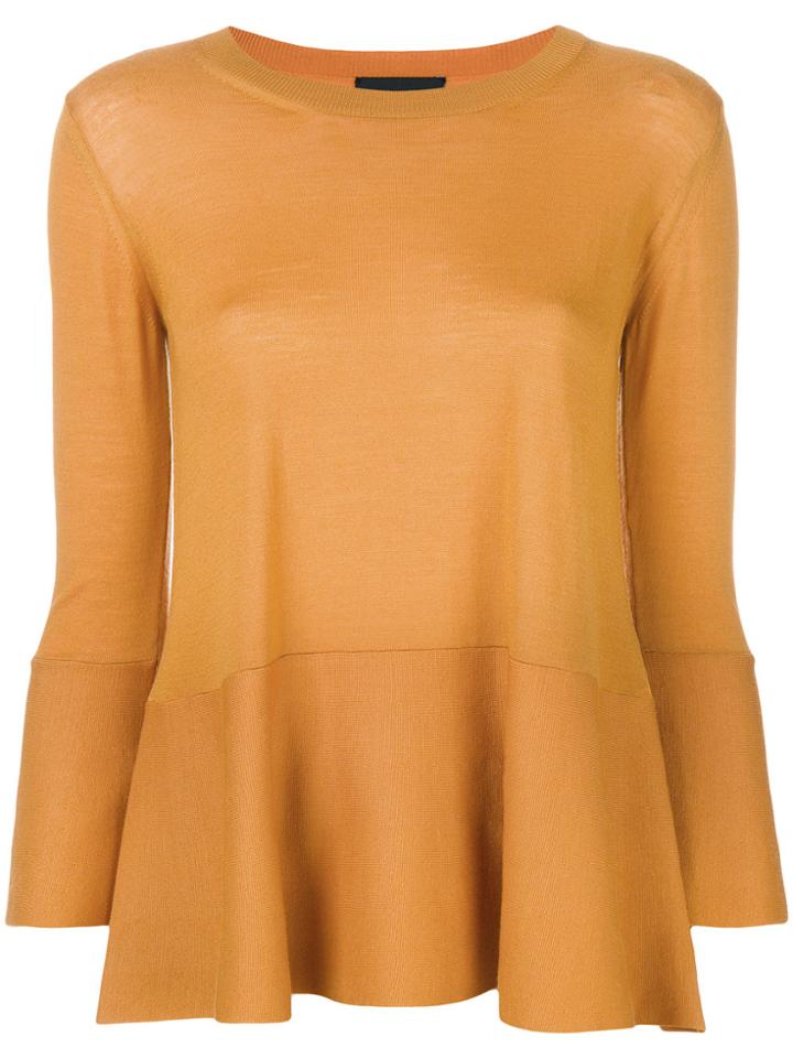 Roberto Collina Flared Cropped Sleeve Sweater - Yellow & Orange