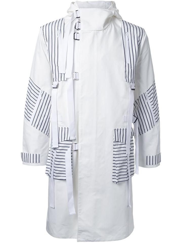 Yoshio Kubo Striped Coat, Men's, Size: 2, White, Nylon 12