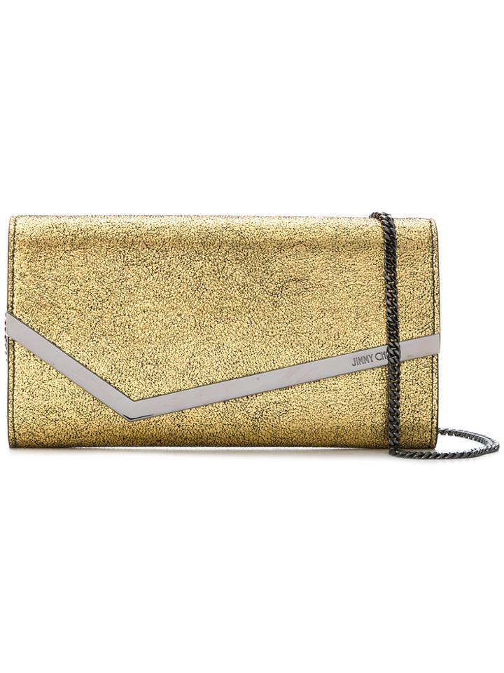 Jimmy Choo Emmie Foiled-effect Clutch - Metallic