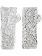 Filles A Papa 'erin' Sequin Embellished Fingerless Gloves, Women's, Size: 42, Grey, Viscose