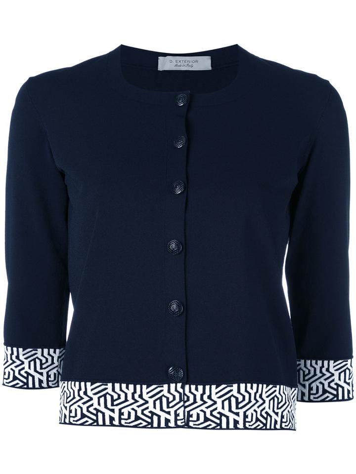 D.exterior - Embroidered Cropped Cardigan - Women - Polyester/viscose - M, Blue, Polyester/viscose