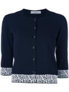 D.exterior - Embroidered Cropped Cardigan - Women - Polyester/viscose - M, Blue, Polyester/viscose
