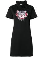 Kenzo Ruffle Neck T-shirt Dress - Black