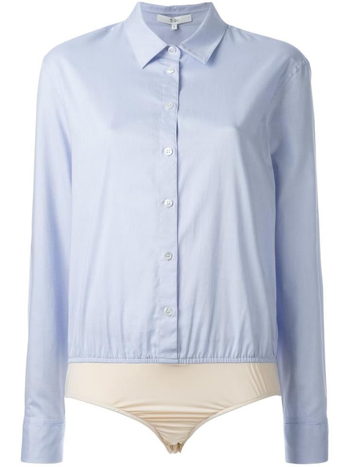Tibi Shirt Bodysuit, Women's, Size: Small, Blue, Cotton/polyester/spandex/elastane