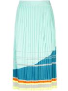 I-am-chen Knit Pleated Midi Skirt - Blue