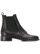 Via Roma 15 Fringed Stud Trim Chelsea Boots - Black