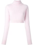 Balmain Cropped Roll Neck Jumper, Women's, Size: 38, Pink/purple, Nylon/angora/wool