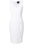 Cavalli Class Rose Embossed Fitted Dress - White