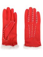 Agnelle Stitch Detail Gloves - Red
