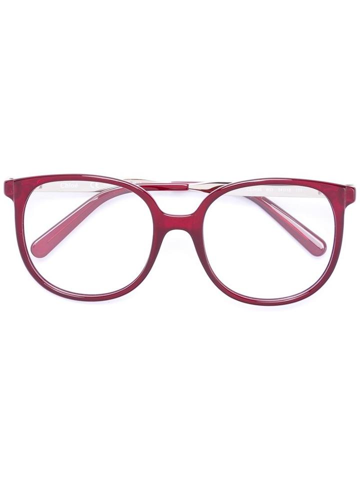 Chloé - Classic Square Frame Glasses - Women - Acetate/metal (other) - One Size, Red, Acetate/metal (other)