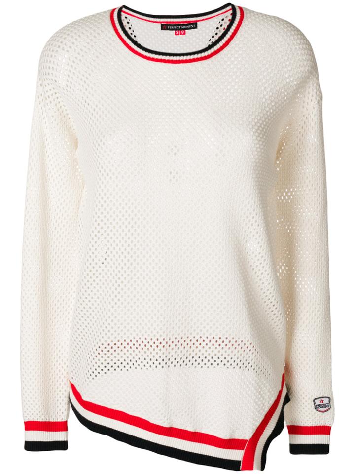 Perfect Moment Striped Mesh Sweat - Nude & Neutrals