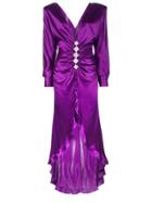 Alessandra Rich Embellished Button Gown - Pink & Purple