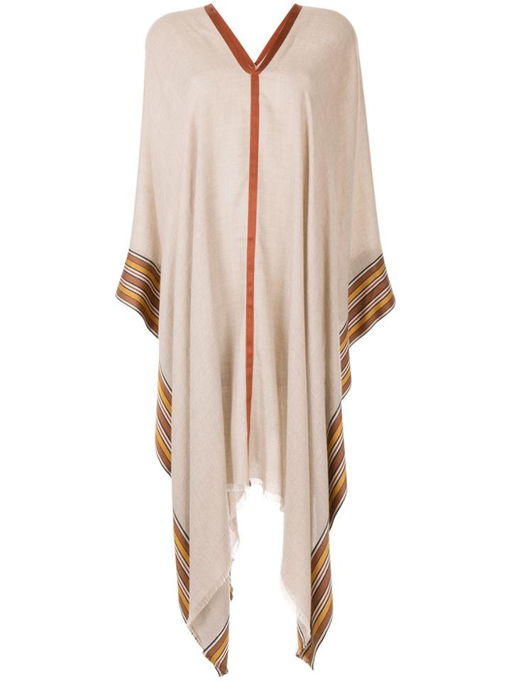 Loro Piana Stripe Detail Frayed Edge Jacket - Neutrals