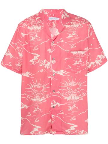 Desmond & Dempsey Atlas Print Cuban Shirt - Pink & Purple
