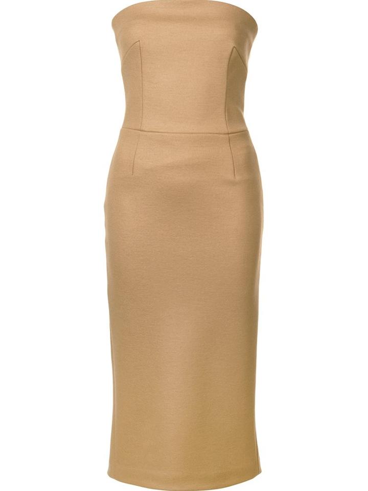 Erika Cavallini Strapless Fitted Dress, Women's, Size: 42, Brown, Polyamide/virgin Wool