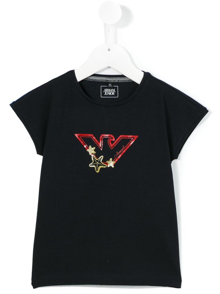 Armani Junior Logo Print T-shirt, Girl's, Size: 10 Yrs, Black