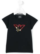 Armani Junior Logo Print T-shirt, Girl's, Size: 10 Yrs, Black