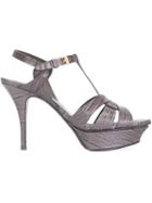 Saint Laurent Tribute Sandals, Women's, Size: 40, Grey, Leather