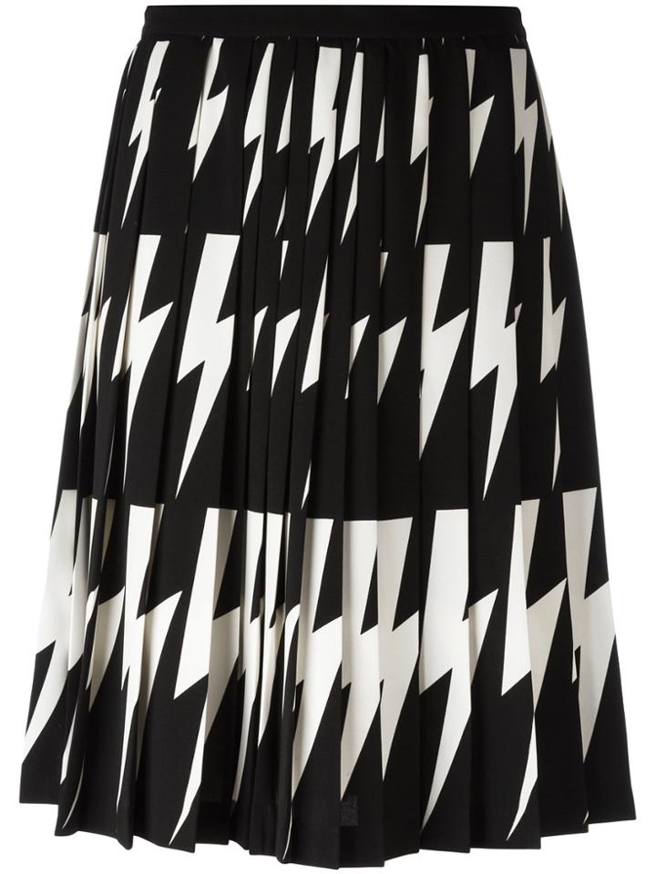 Neil Barrett Lightning Bolt Pleated Skirt - Black