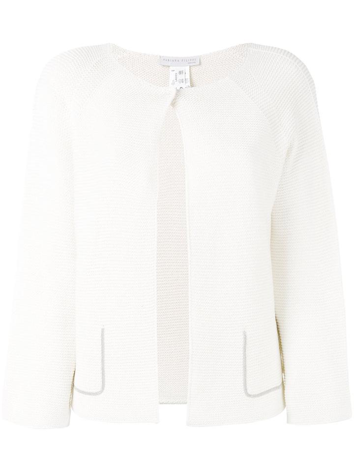 Fabiana Filippi - Cropped Cardigan - Women - Cotton - 38, Women's, Nude/neutrals, Cotton