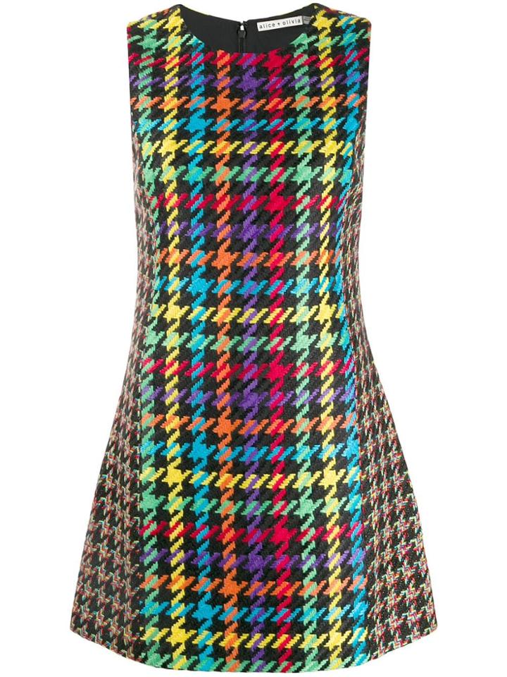 Alice+olivia Houndstooth Shift Dress - Black