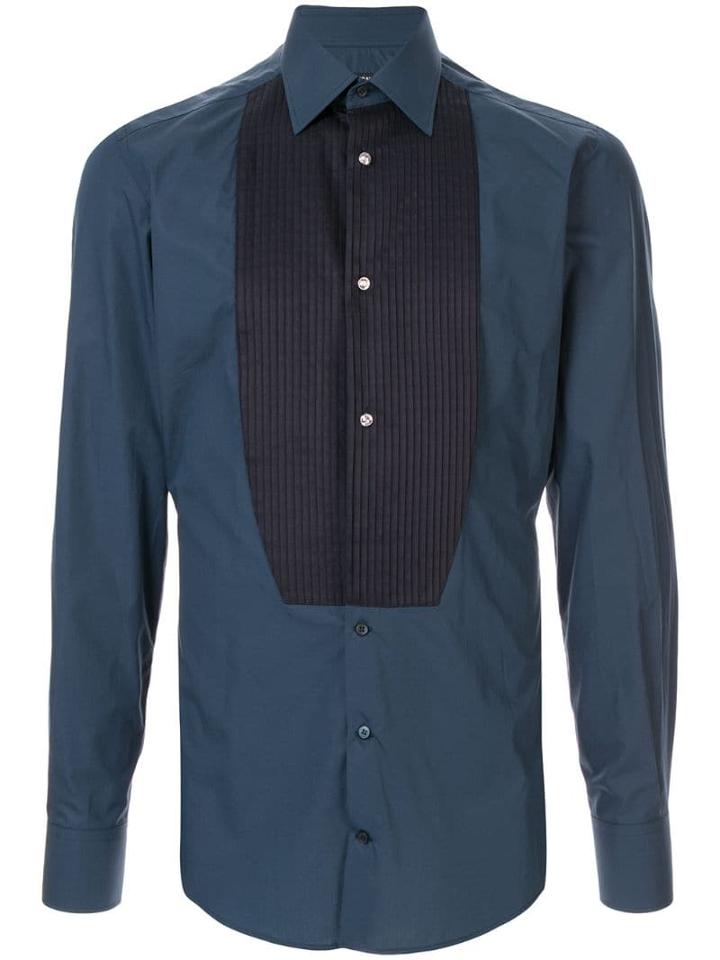 Dolce & Gabbana Pleated Bib Slim Shirt - Blue