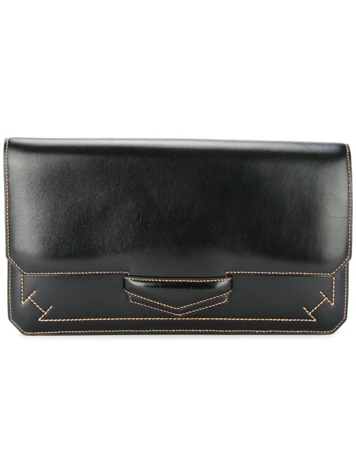 Hermès Vintage 1980's Square Flap Clutch - Black