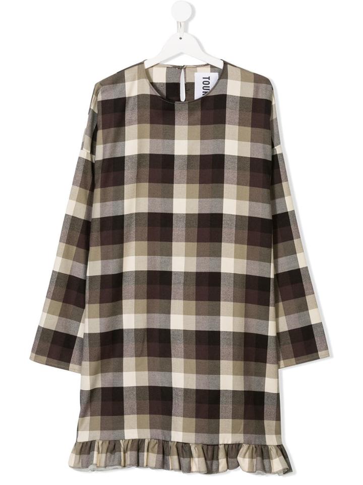 Touriste Check Print Shift Dress - Brown