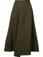 Yohji Yamamoto Asymmetric Draped Skirt, Women's, Size: 3, Green, Cotton