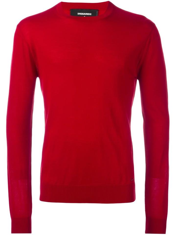 Dsquared2 Crew Neck Jumper, Men's, Size: Medium, Red, Wool