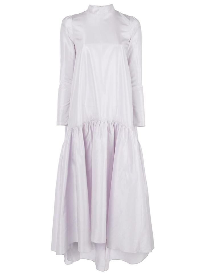 Adam Lippes High-neck Gathered Maxi Dress - Purple