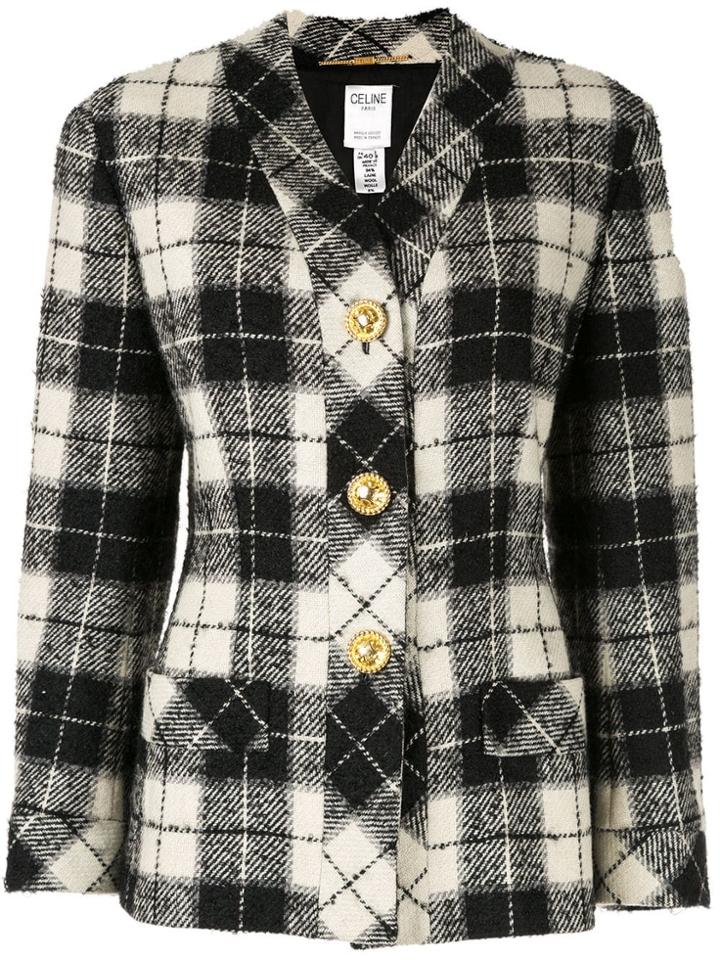 Céline Pre-owned Check Pattern Blazer - Black