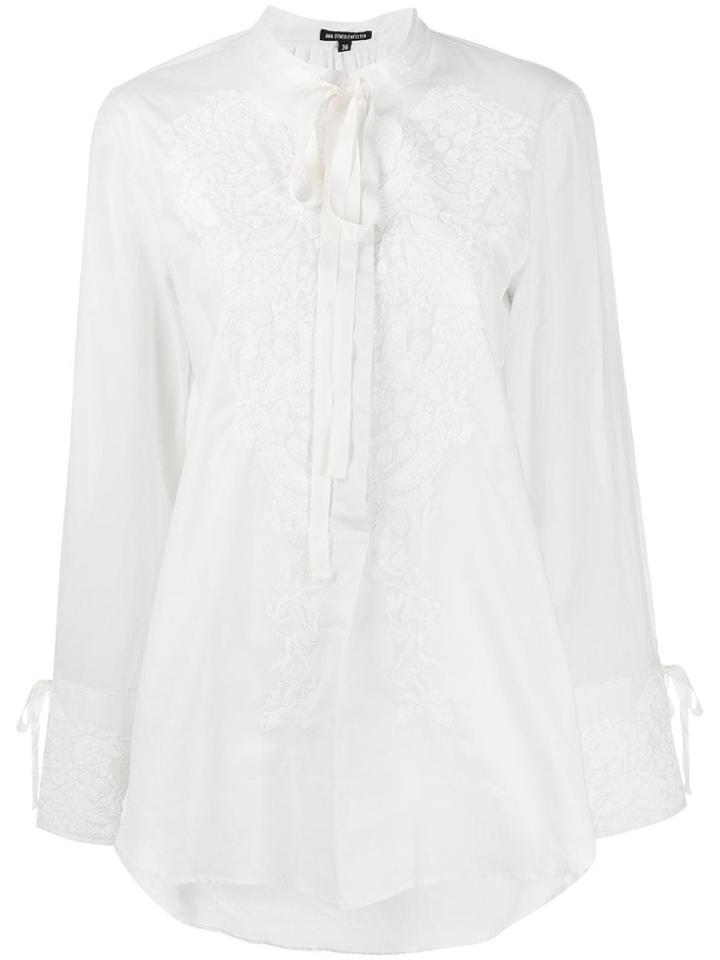 Ann Demeulemeester Floral Embroidered Blouse - White