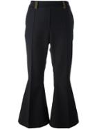 Ellery Cropped Flared Trousers, Women's, Size: 12, Black, Cotton/nylon/spandex/elastane/wool
