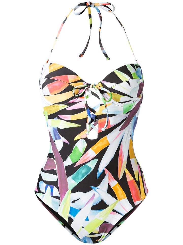 Mara Hoffman - Lace-up Print Swimsuit - Women - Nylon/polyester/spandex/elastane - S, Black, Nylon/polyester/spandex/elastane