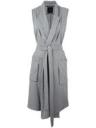 Lost & Found Ria Dunn - Sleeveless Belted Coat - Women - Acrylic/polyamide/polyester/wool - S, Grey, Acrylic/polyamide/polyester/wool
