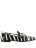 Versace Zebra Print Medusa Buckle Loafers - Black