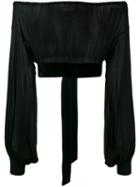 Saint Laurent - Off-the-shoulder Blouse - Women - Silk - 34, Black, Silk