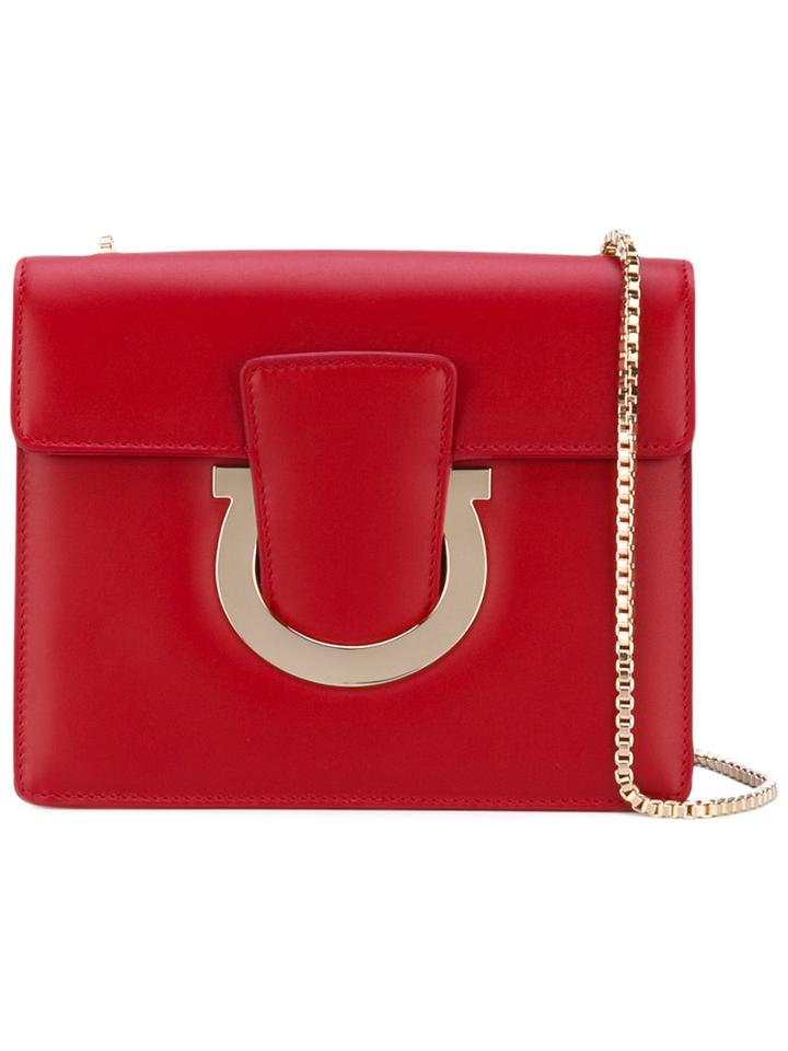 Salvatore Ferragamo - Gancio Clutch Bag - Women - Leather/metal - One Size, Red, Leather/metal