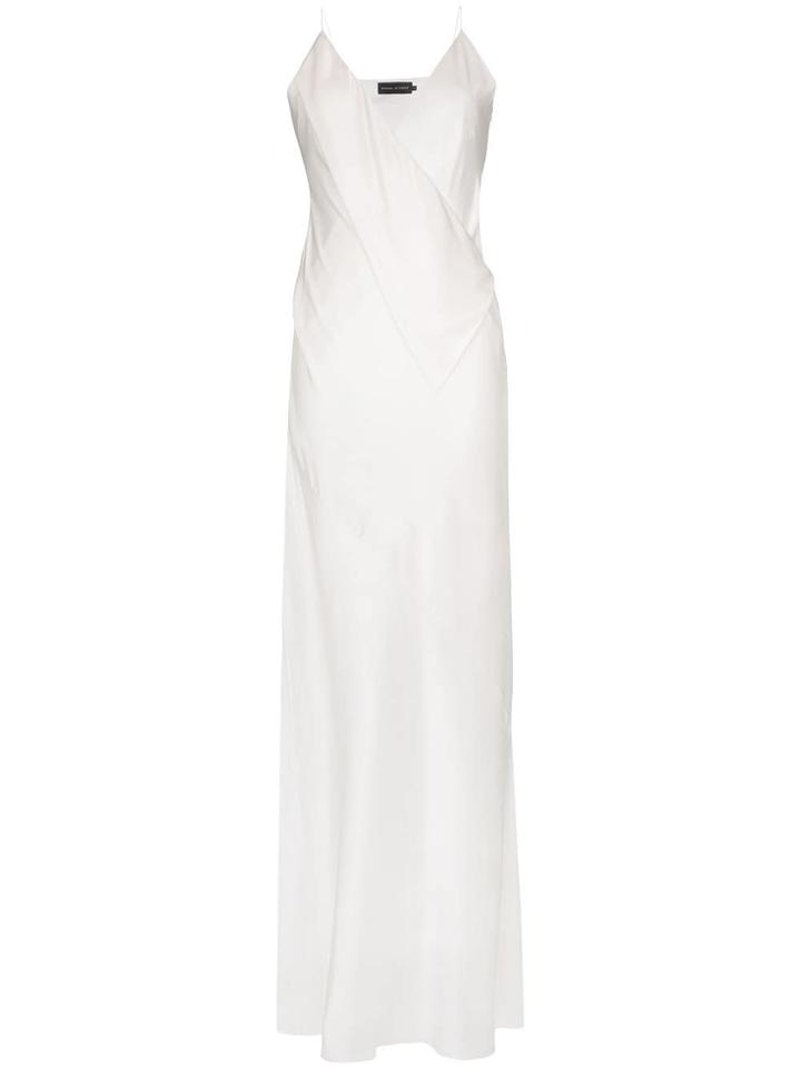 Michael Lo Sordo Asymmetric Flared Silk Satin Dress - White