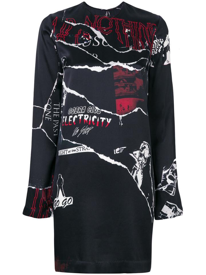 Mcq Alexander Mcqueen Torn Print Shift Dress - Black