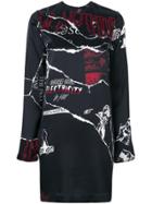 Mcq Alexander Mcqueen Torn Print Shift Dress - Black